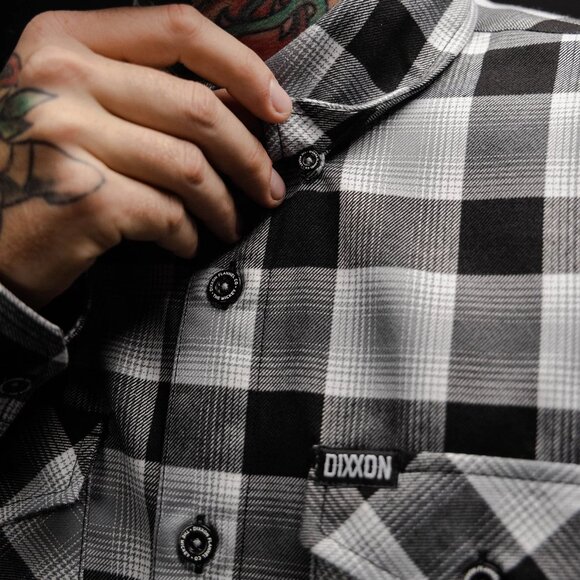 NWT Dixxon Mickey Cohen Gangster Boxer Gray & Black Plaid Flannel Shirt - Picture 4 of 9